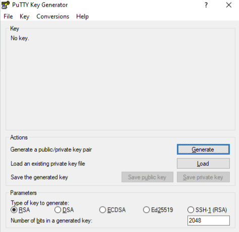 PuTTYgen Generate Key