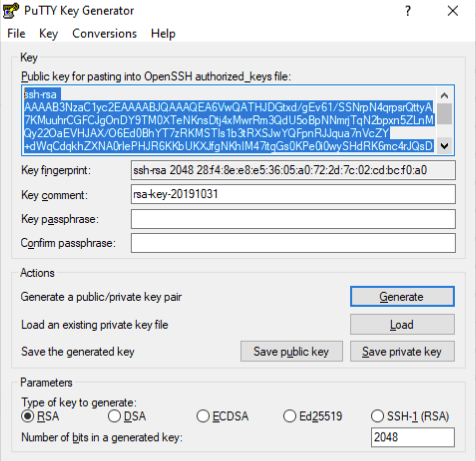 PuTTYgen key complete